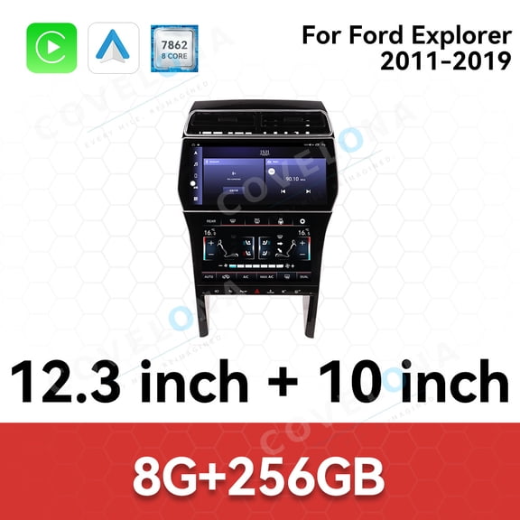 Covelona 12.3 inch Android Double Din Car Stereo Radio For Ford Explorer 2011-2019 Car Multimedia Video Player GPS Navigation Carplay Head Unit Touch Screen+Air Conditioner Panel