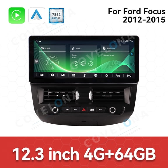 Covelona 12.3 inch Android Double Din Car Stereo Radio For Ford Focus 2012-2015 Car Multimedia Video Player GPS Navigation Carplay Head Unit Touch Screen
