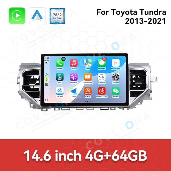 Covelona 14.6 inch Android Double Din Car Stereo Radio For Toyota Tundra 2013-2021 Car Multimedia Video Player GPS Navigation Carplay Head Unit Touch Screen