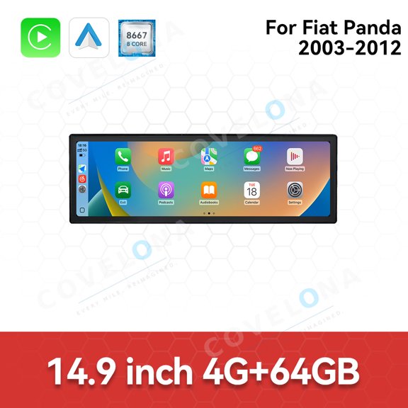 Covelona 14.9 inch Android Car Radio For Fiat Panda 2003-2012 Car Multimedia Video Player Car GPS Navigation Carplay Stereo DSP