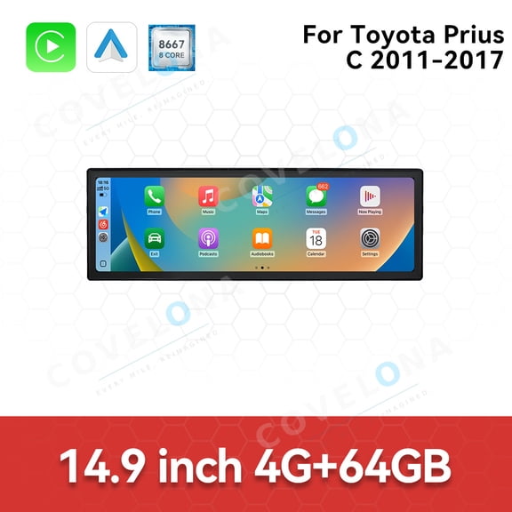 Covelona 14.9 inch Android Car Radio For Toyota Prius C 2011-2017 Car Multimedia Video Player Car GPS Navigation Carplay Stereo DSP