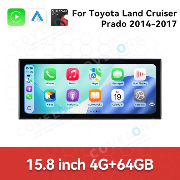 Covelona 15.8 inch Android Double Din Car Stereo Radio For Toyota Land Cruiser Prado 2014-2017 Car Multimedia Video Player GPS Navigation Carplay Head Unit Touch Screen