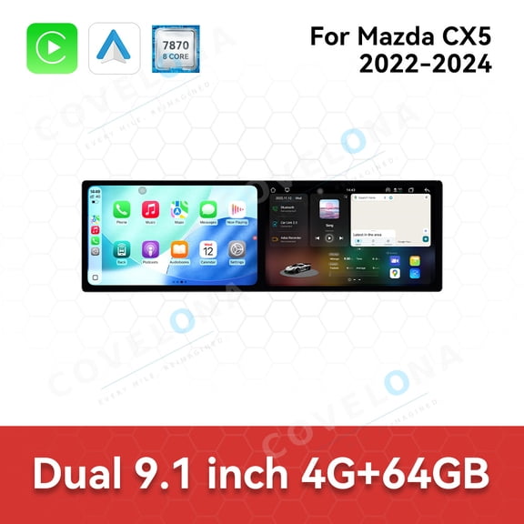 Covelona 9.1 inch Android Double Din Car Stereo Radio For Mazda CX5 2022-2024 Car Multimedia Video Player GPS Navigation Carplay Head Unit Touch Screen