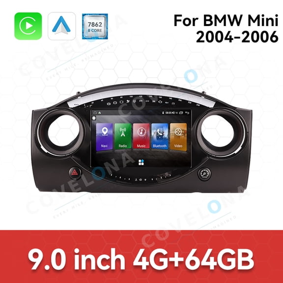 Covelona 9 inch Android Double Din Car Stereo Radio For BMW Mini 2004-2006 Car Multimedia Video Player GPS Navigation Carplay Head Unit Touch Screen