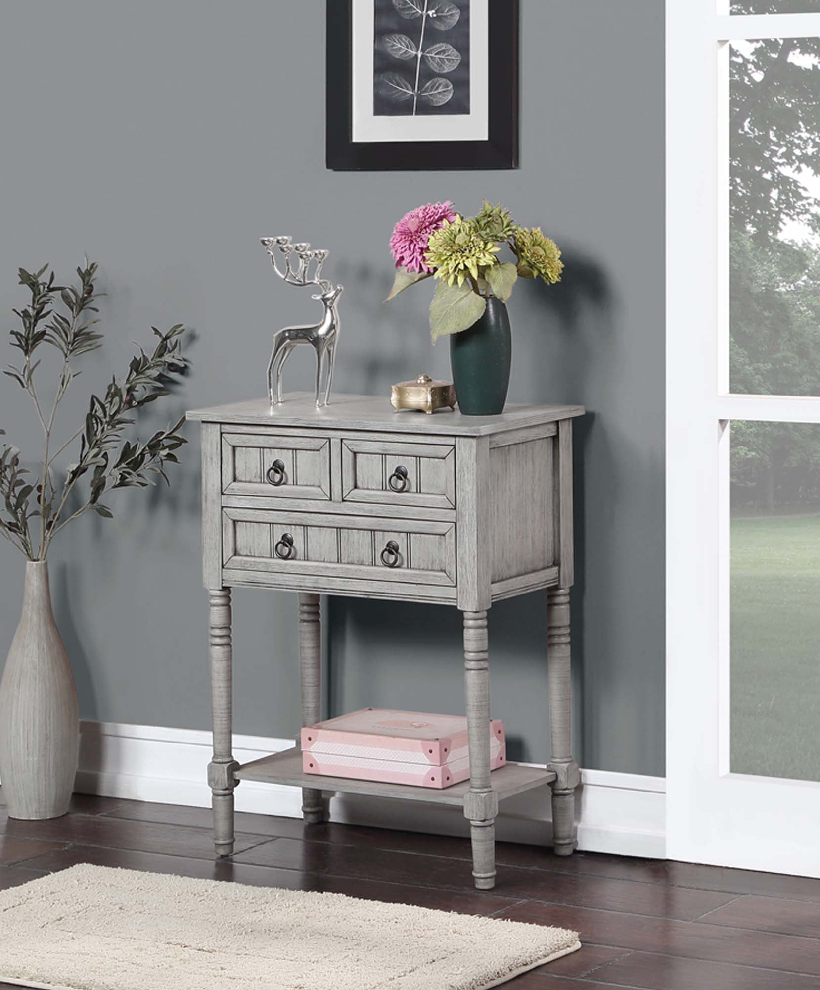 Costway Narrow Entryway Table w/ Small Storage, 3 Drawers
