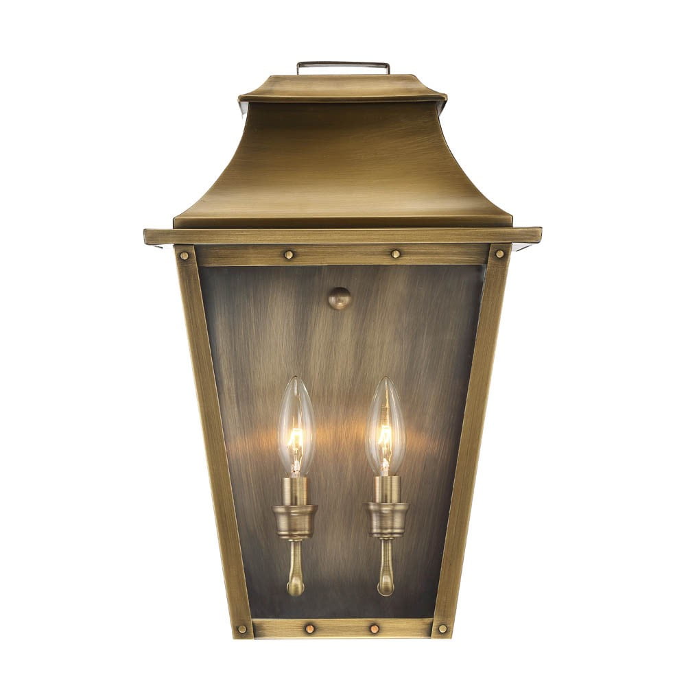 Coventry 2-Light Aged Brass Outdoor Wall Lantern