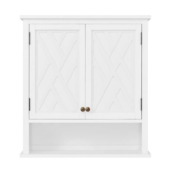 Alaterre Furniture Coventry 27"W x 29"H Wall Mounted Bath Storage Cabinet with Two Doors and Open Shelf