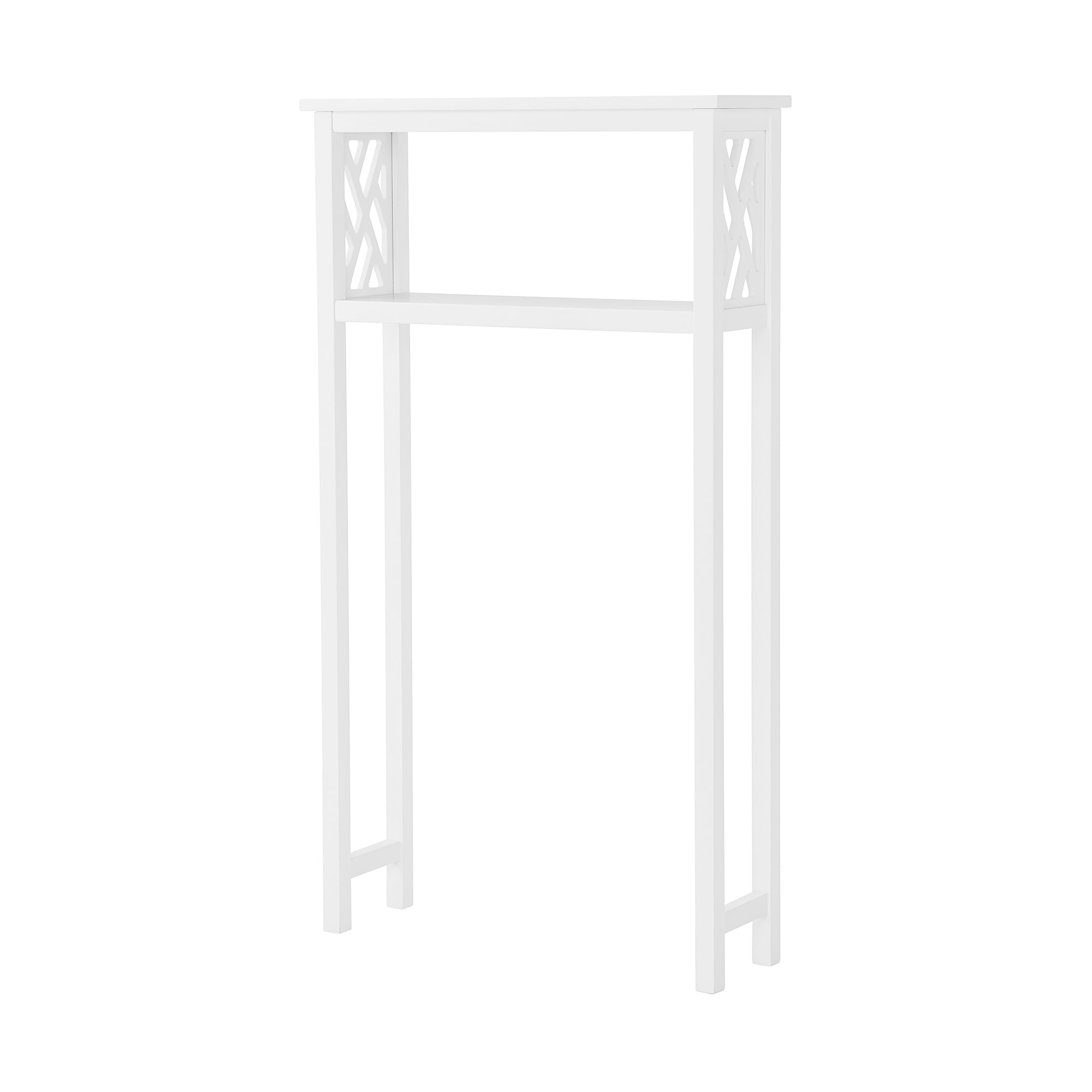 White Wood Over-the-Toilet Storage Shelf with Open Design