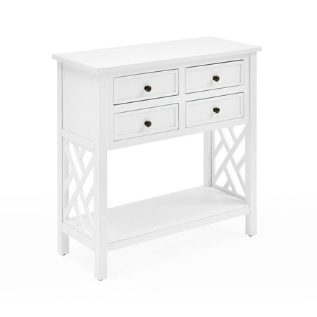 Alaterre Furniture Coventry 32 in. Wood Entryway or Console Table with Drawers and Shelf, Modern Open-Side Design, Versatile for Living Room, Entryway and Kitchen, White