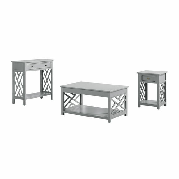 Alaterre Furniture Coventry 36 in. Set of 3 Coffee Table, End Table and Entryway/Console/Sofa Table with Drawers, Open Design Accent Furniture