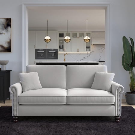 Coventry 73W Sofa in Light Gray Microsuede