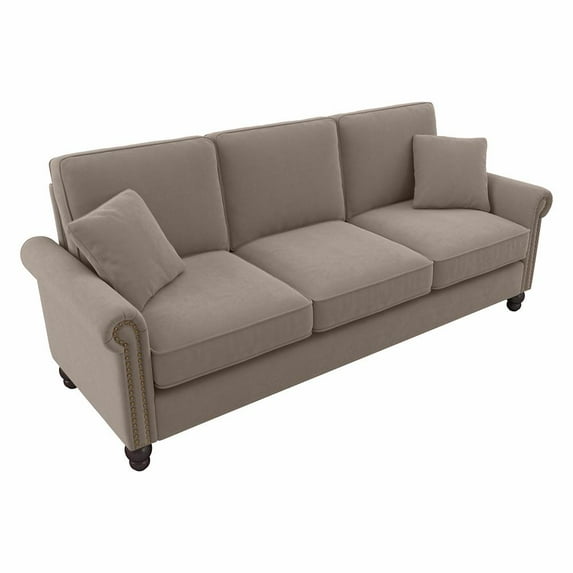Coventry 85W Sofa in Tan Microsuede