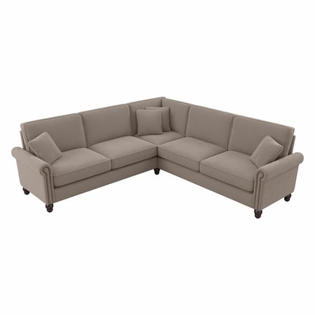 Coventry 99W L Shaped Sectional Couch in Tan Microsuede