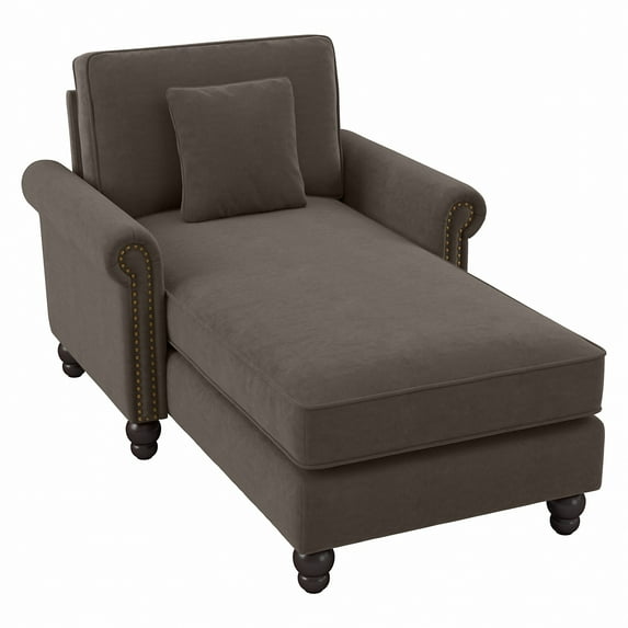 Coventry Chaise Lounge with Arms in Chocolate Brown Microsuede