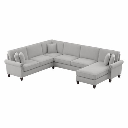 Coventry U Shaped Sectional with Reversible Chaise in Light Gray Microsuede