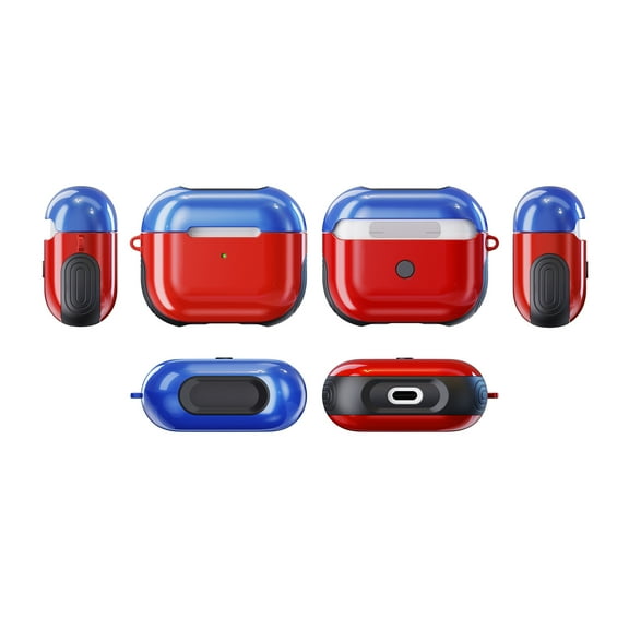 Cover for Airpod 3 Case 2021, Compatible with AirPods 3rd Generation Case 2021, Allytech PC and TPU Hybrid Shockproof Anti-Fall Skin Shell Front LED Visible Case for AirPods 3 2021, Blue Red