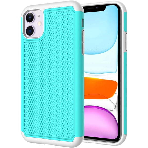 Cover Case for Apple iPhone 11, iPhone 11 Cute Case, Shockproof Silicone Dual Layer Protective Phone Case Cover for iPhone 11 (6.1", 2019) [Turquoise]