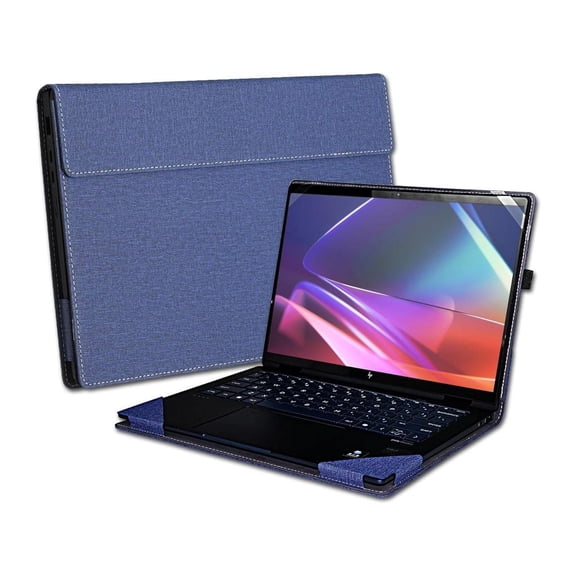 Cover Case for HP Envy x360 2-in-1 Laptop 14-FA 14z-FA & 14-fc 14t-fc &for HP Spectre x360 14-EU 14t-EU,PU Leather Protective Sleeve with Foldable Cooling Bracket