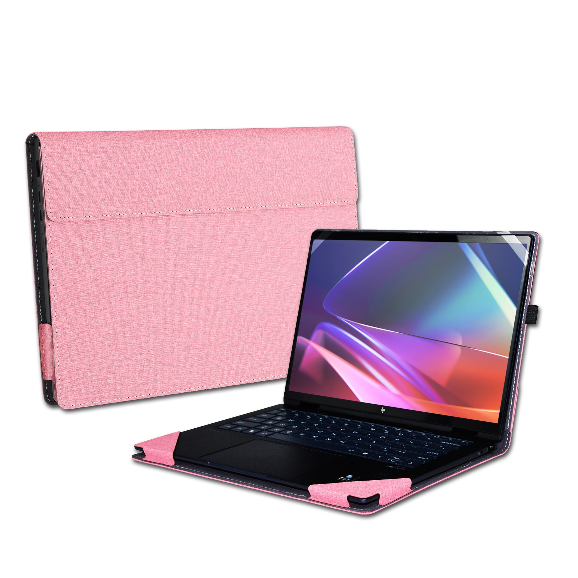 Cover Case for HP Envy x360 2-in-1 Laptop 14-fa 14z-fa & 14-fc 14t-fc &for HP Spectre x360 14-eu 14t-eu,PU Leather Protective Sleeve with Foldable Cooling Bracket