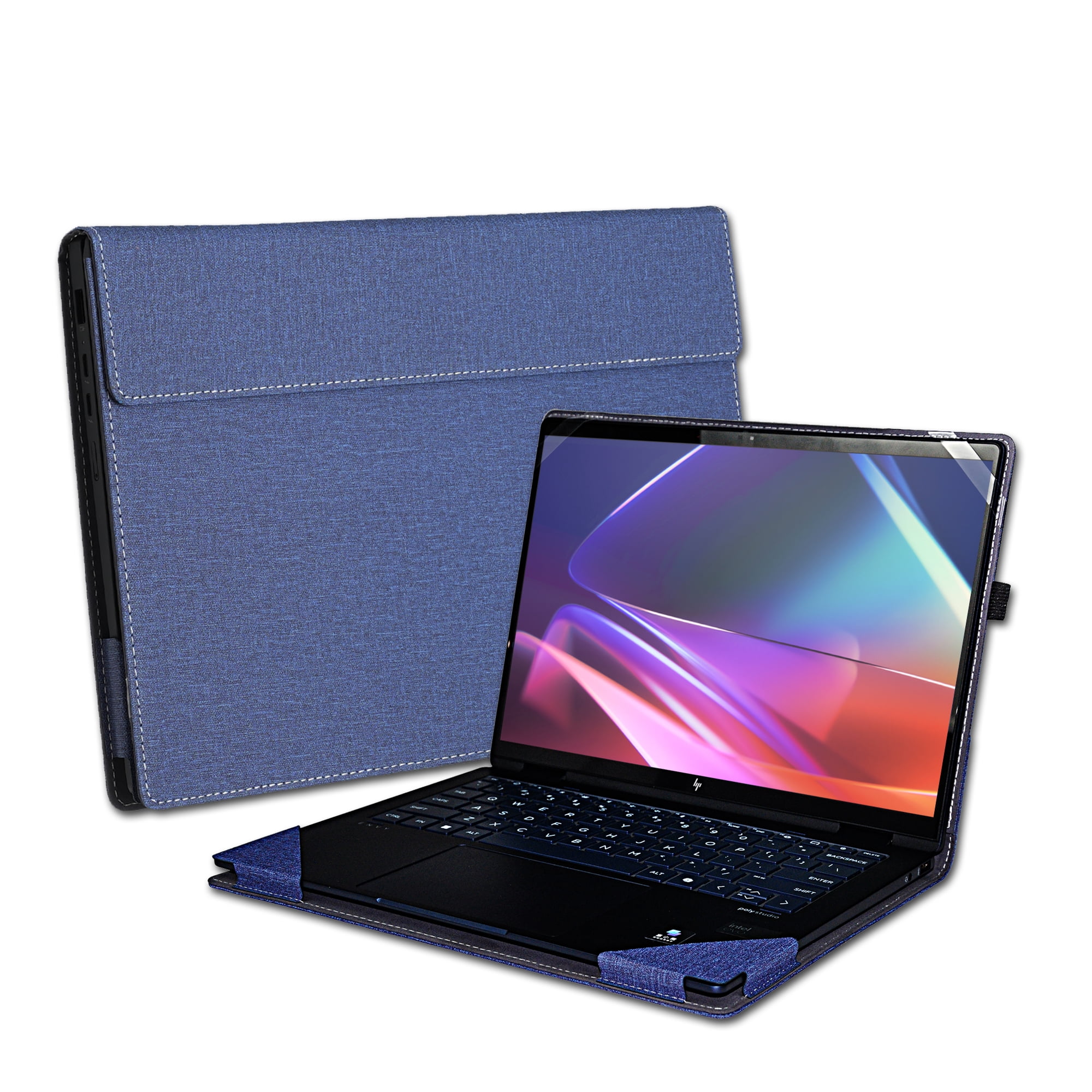 Cover Case for HP Envy x360 2-in-1 Laptop 14-fa 14z-fa & 14-fc 14t-fc &for HP Spectre x360 14-eu 14t-eu,PU Leather Protective Sleeve with Foldable Cooling Bracket