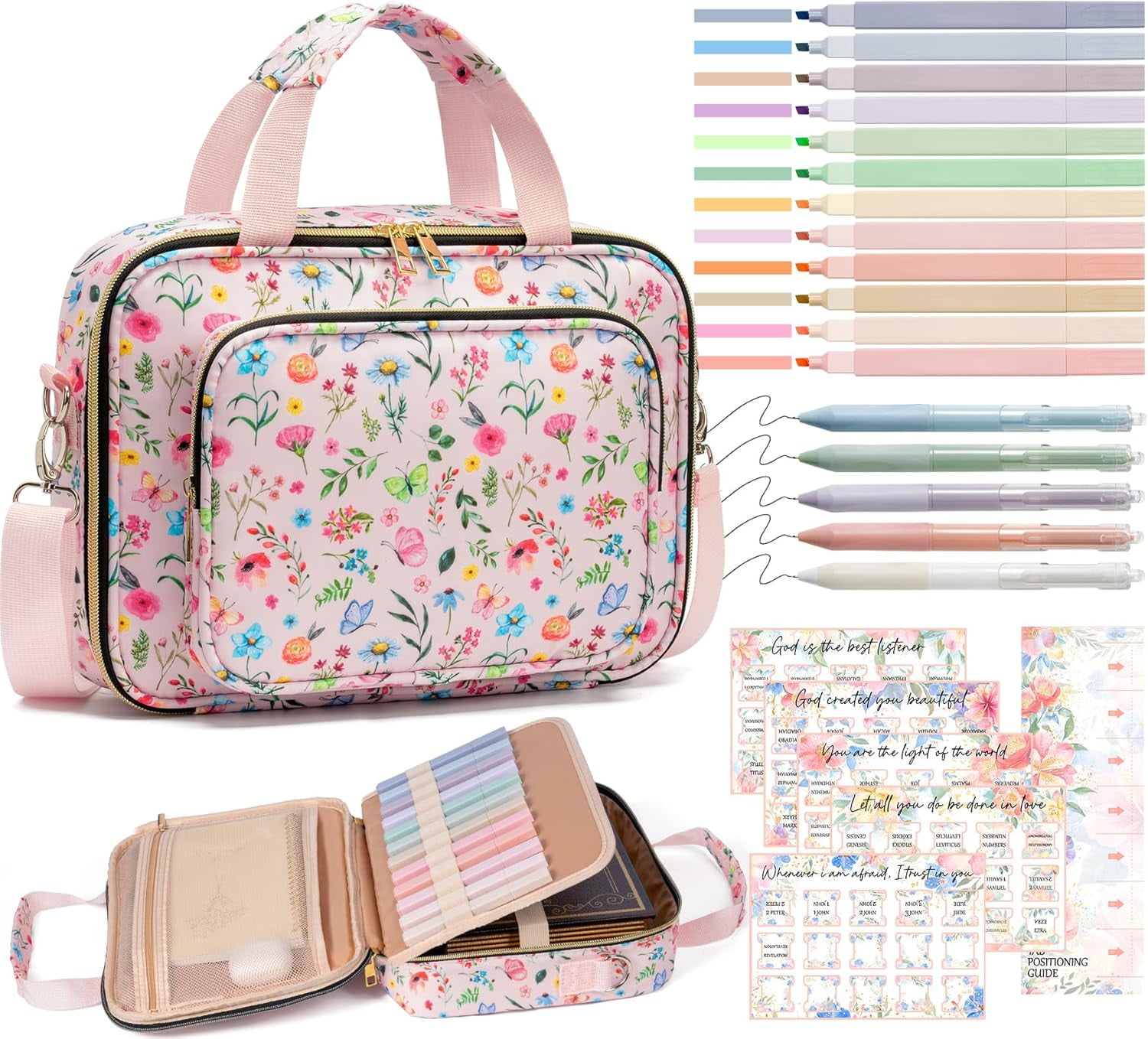 Cover Case for Women, Large Bag w/ Strap, Study Supplies Journaling Kit ...