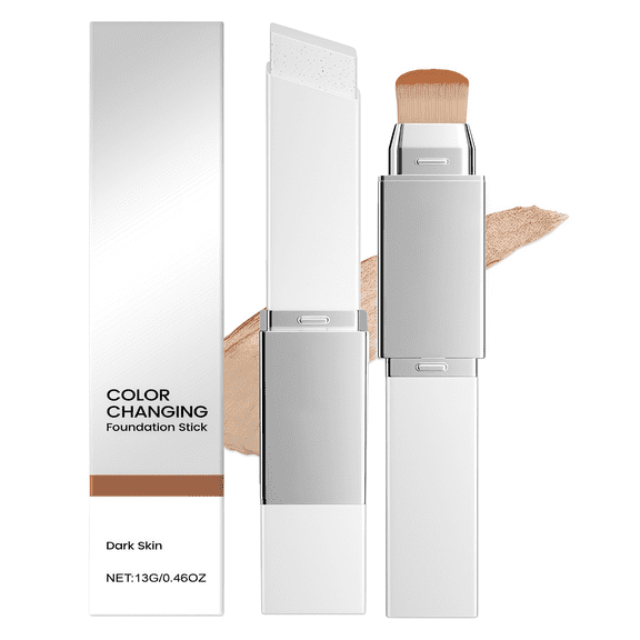 Cover Cream Stick V Foundation - Korean Color Changing Makeup with Brush, Full to Medium Coverage, Makeup OrganizersDark Skin