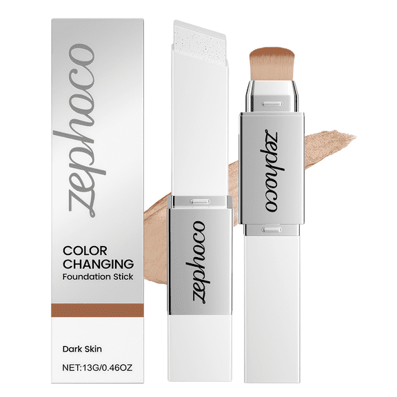 Cover Cream Stick V Foundation - Korean Color Changing Makeup with Brush, Full to Medium Coverage, Makeup Organizers(Dark Skin)