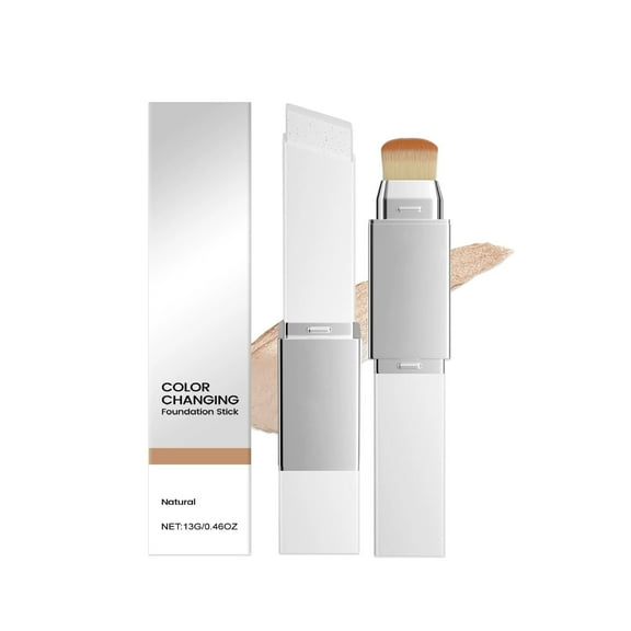 Cover Cream Stick V White - Cartalented Korean Color-Changing Foundation Stick, Medium to Full Coverage, Dewy Finish Makeup Base with Dual-Ended Brush for Flawless Skin(Natural)