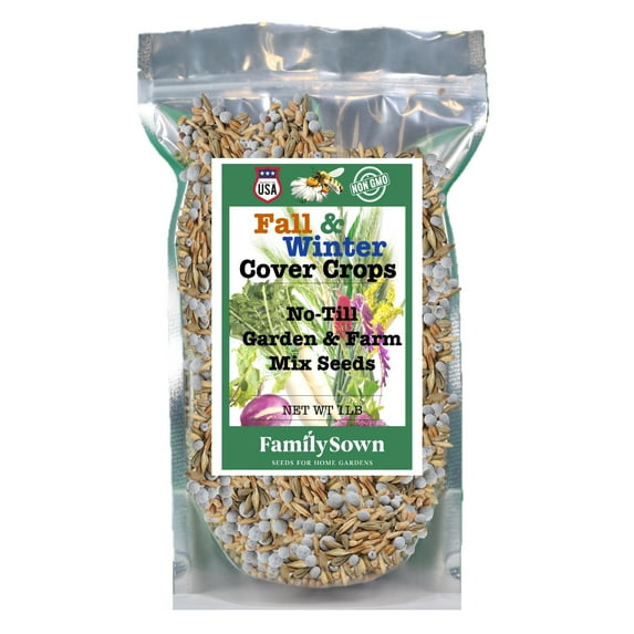 Cover Crops by Family Sown - 10 Variety Mix of Cover Crop Seeds Ideal for Home Gardens | Non-GMO, Open Pollinated, Made in the USA (1 LB)