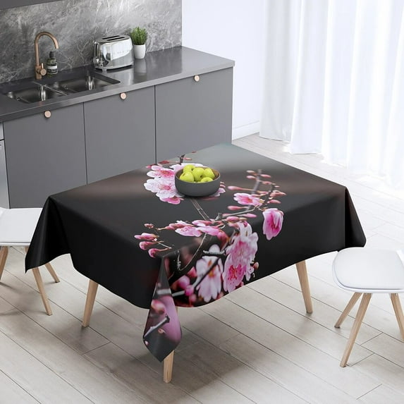 Cover Dust Anti-Stain Party Rectangular Decor Home Tablecloth Table Dining Pattern Print Blossom P