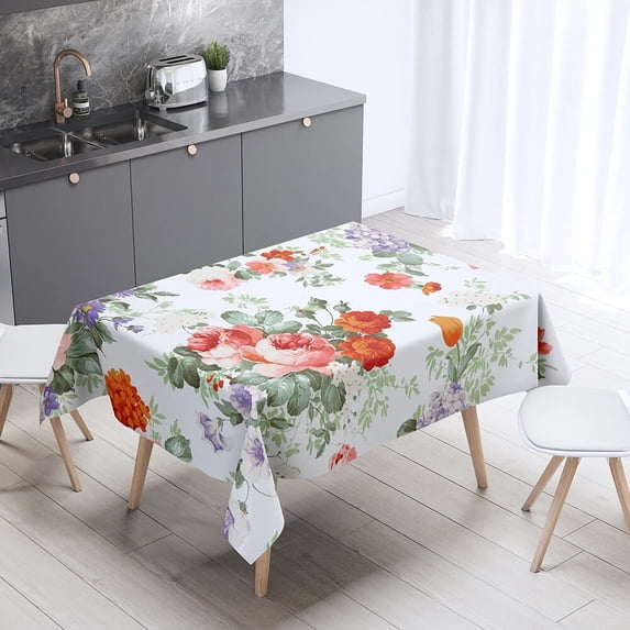 Cover Dust Resistant Stain Party Rectangle Decor Home Tablecloth Pattern Print Floral Small