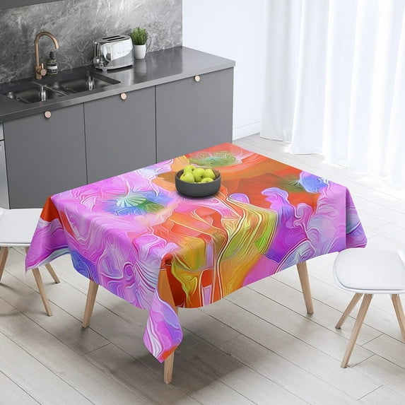 Cover Dust Resistant Stain Party Table Decor Home Tablecloth Pattern Print Watercolor Smudged