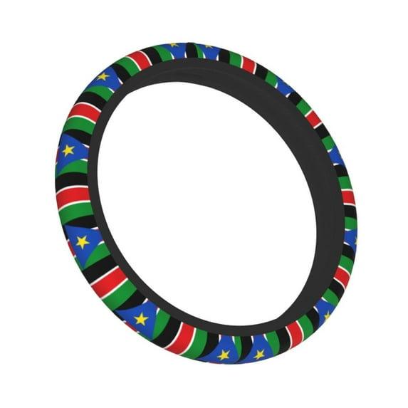 Cover Flag Of South Sudan Elastic Stretch Steering Wheel Cover Universal Interior Trim Wheel Protector For Car Truck Suv 15 Inches