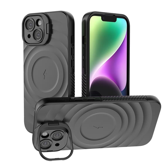 Cover For IPhone 16 Pro Max/16 Plus/16 Pro/16, Screen Camera Protection Kickatand Shell Anti-slip Anti-shock Leather Cover