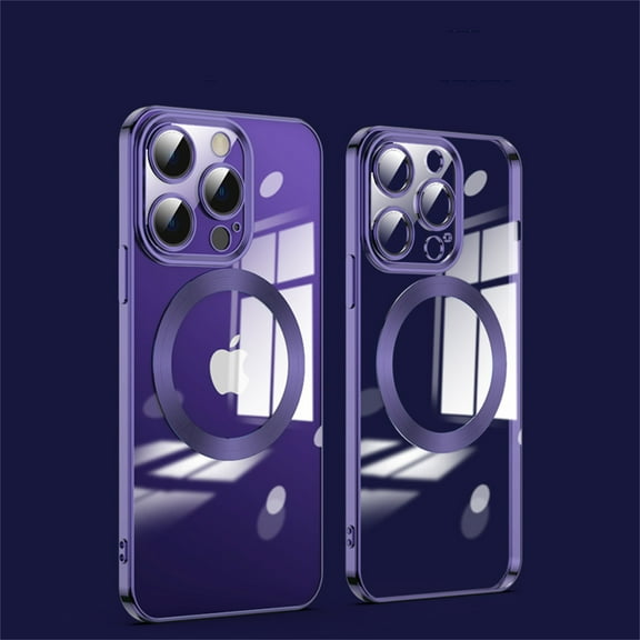 Cover For iPhone 14 Pro 6.1 inch Case,Shockproof Slim  MagSafe with Built-in Camera Lens Screen Protector Clear Back Case Cover,Darkpurple