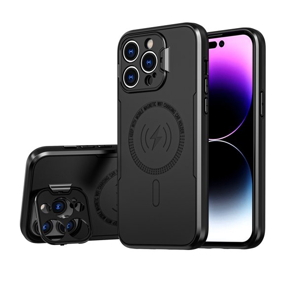 Cover For iPhone XR, Case with Kickstand,MagSafe Compatible Case with Built-in Camera Cover,Slim Shockproof Dustproof Case Cover, black