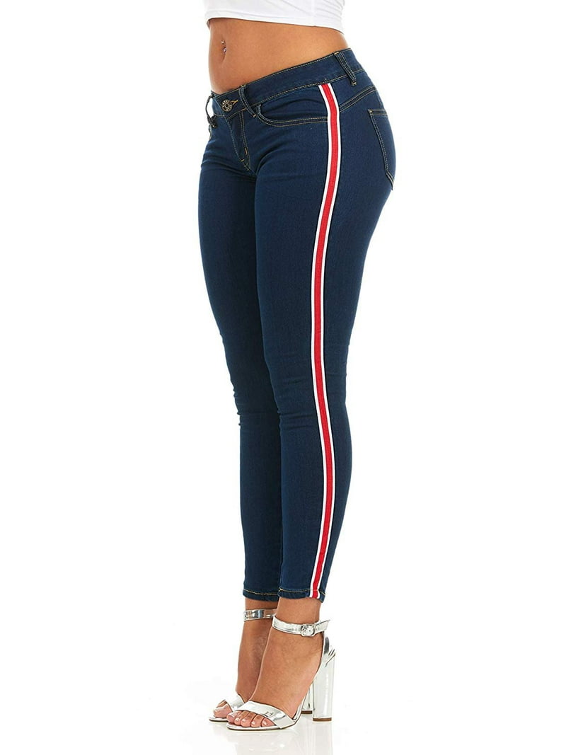 Cover Girl Side Striped Skinny Jeans for Women Juniors Stretchy