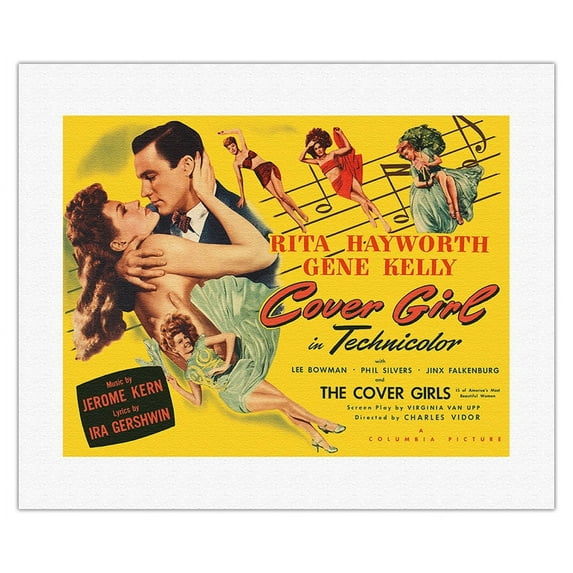 Cover Girl - Starring Rita Hayworth & Gene Kelly - Directed by Charles Vidor - Vintage Film Movie Poster c.1944 - Fine Art Rolled Canvas Print 16in x 20in