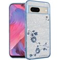 thumbnail image 1 of Cover for Google Pixel 7 Case Clear Glitter Sparkle Aesthetic Google Pixel 7 Phone Case Silicone Soft Flower Anti-Scratch Shockproof Funda Purple Slim (Silver-Blue), 1 of 14