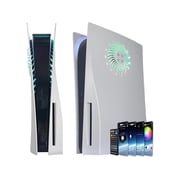 Cover Plates with RGB Light Strip for Playstation 5 Disc Version and Cooling Vent, PS5 Faceplate PS5 Accessories Bundle Console Skin Shell Custom with 400+ Effects LED Lights Ring