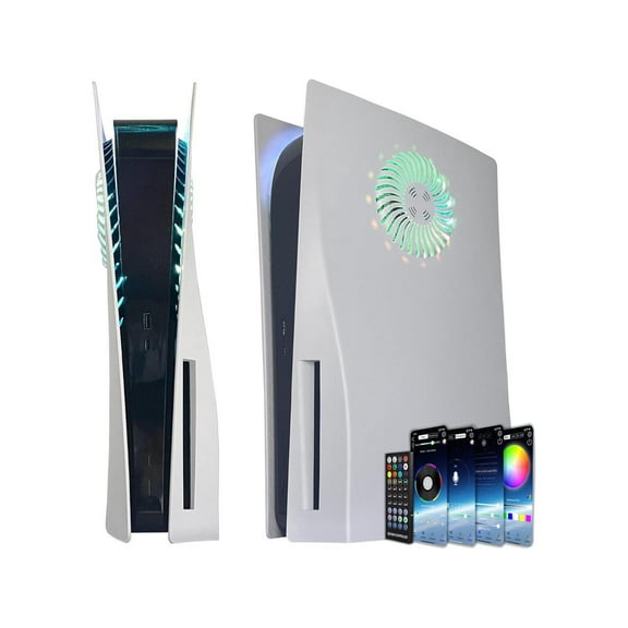 Cover Plates with RGB Light Strip for Playstation 5 Disc Version and Cooling Vent, PS5 Faceplate PS5 Accessories Bundle Console Skin Shell Custom with 400+ Effects LED Lights Ring