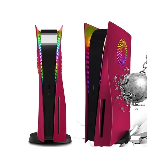Cover Plates with RGB Light Strip for Playstation 5 Disc Version and Cooling Vent, PS5 Faceplate PS5 Accessories Bundle Console Skin Shell Custom with 400+ Effects LED Lights Ring