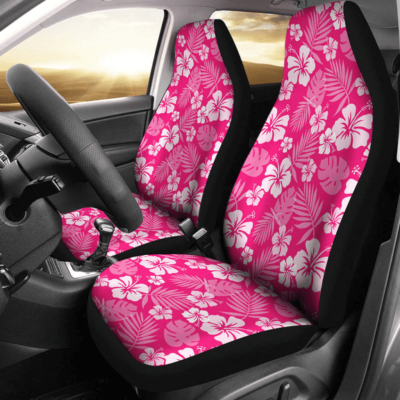 Cover Protective Seat Front Universal 2 of Polyn Pack Flower Hawaiian Covers Seat Car Flower Hibiscus Magenta Pink Hot