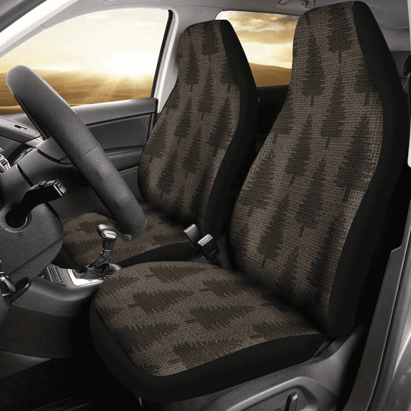 Cover Protective Seat Front Universal 2 of Style Pack Forest Rustic Covers Seat Car Burlap Faux on Pattern Tree Pine