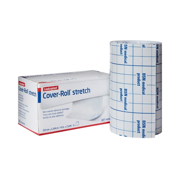 Cover-Roll Stretch Polyester Dressing Retention Tape with Liner White NonSterile 4" x 2 Yd 12 Ct