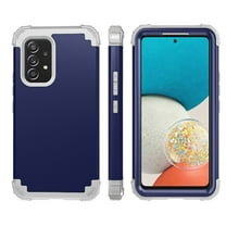 Cover For Samsung Galaxy A53 5G,Slim Dual Layer 3 in 1 Heavy Duty Protection Hybrid Hard PC Soft Silicone Rugged Bumper Anti Slip Full-Body Protective Cases For Samsung Galaxy A53 5G, Darkblue