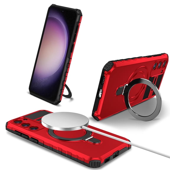 Cover for Samsung Galaxy Note 20 Ultra, Case with Invisible Stand,Compatible with MagSafe,Shockproof Magnetic Heavy Duty with Built-in Ring Holder Stand Hard Phone Case Cover, red