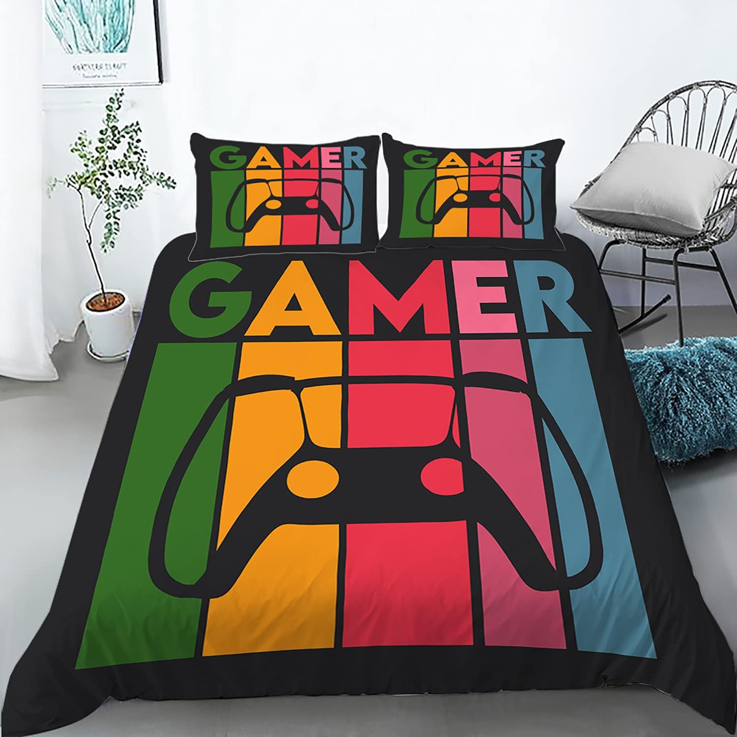 Cover Set for Boys Gamer Bedding Set Video Games Comforter Cover Set
