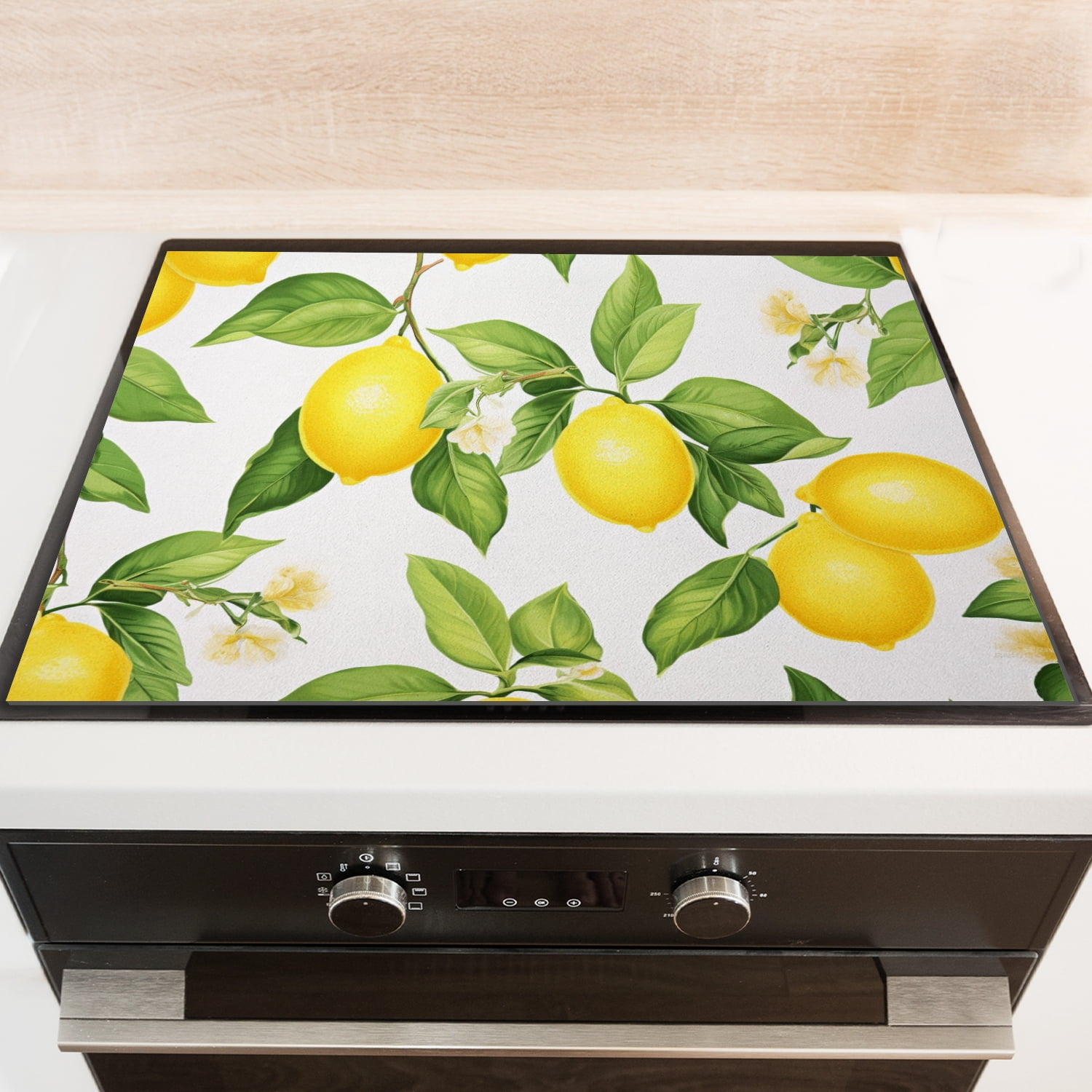 Cover for Stove Top Electric Flat Top, Fresh Lemon, Heat Resistant Glass Cooktop Cover, Glass Induction Cooktop Protector mat, Non-slip Foldable Decoration pad for Kitchen RV (28×20 Inch)