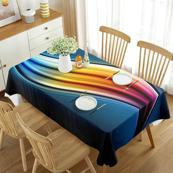 Cover Table Rectangular Room Image Dining Reflections Color Wave-Like in Design Lines Radiant Art Po